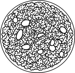 Overhead View of a Bowl of Rice with Nuts