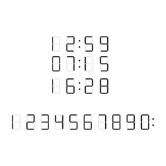 Digital Clock Numbers Icon Set Vector Design.