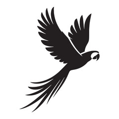 Bold Macaw silhouette with exotic posture – Macaw illustration – Minimalist Macaw vector – Bird silhouette

