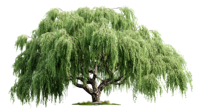 Large weeping willow tree with lush green foliage