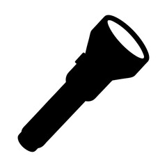 Black silhouette of a handheld flashlight on a white background image