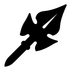Silhouette of a tribal spearhead weapon on a white background surface