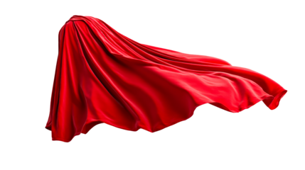 Flowing red fabric draped in mid air for artistic expression