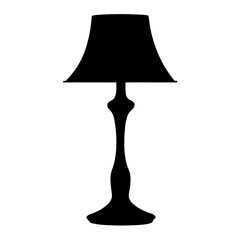 Elegant black silhouette of a classic table lamp against a white background