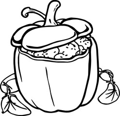 Stuffed Green Bell Pepper with Cauliflower and Herbs