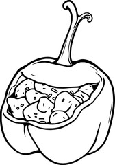 Stuffed Bell Pepper Line Art A Whimsical Illustration