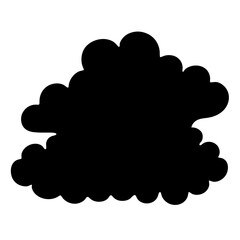 Solid black cumulus cloud shape with fluffy edges on a white background