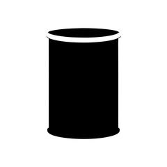 Simple black cylindrical object with a white rim, against a white background