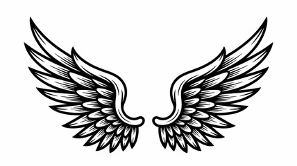 Fototapeta premium Elegant Black Feathered Bird Wings Vector Illustration