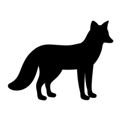 Silhouette of a fox in a solid color, standing against white