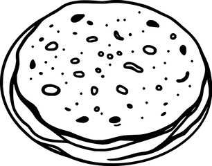 Simple Line Drawing Of A Round Flatbread