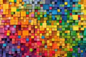 Fototapeta premium Abstract Colorful Cubes 3D Rendered Background Texture Pattern Close Up Full Frame Geometric Design