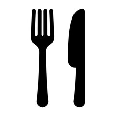 Fork and Knife Icon Symbolizing Dining and Culinary Arts Illustration on white