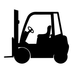 A silhouette of a forklift machine, a powerful piece of warehouse equipment
