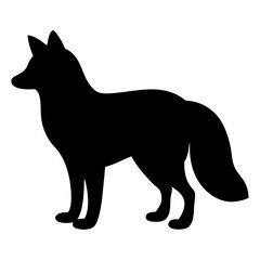 Simple silhouette of a fox standing tall against a white background