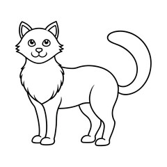Cat Coloring Page Outline Line Art Vector