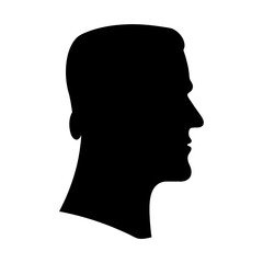 Silhouette of a man's head in profile, artistic representation and simplicity