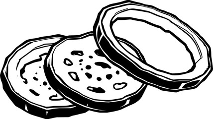 Three Slices Of Fresh Green Zucchini Close-Up View