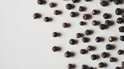 A small cluster of whole cubeb peppercorns, dark gray and rough, arranged on a white background to highlight their natural shape and texture.