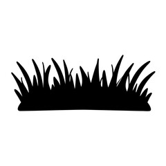 Simple Black Grass Silhouette on White Background for Creative Design Applications
