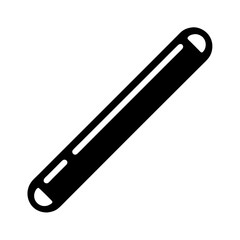 Black linear element with rounded ends and a white dividing line