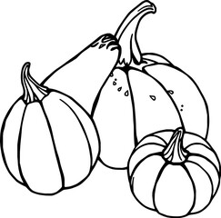 Three Outline Pumpkins A Simple Autumn Harvest Design