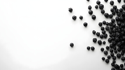Whole cubeb peppercorns in dark gray, grouped together on a clean white background, showing their rough texture and natural form.