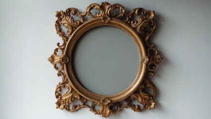 Classic old gold frame isolated on a white surface