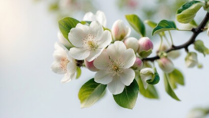 Fototapeta premium White blossom of an apple tree on a clean background