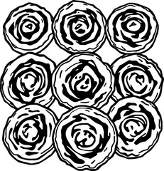 Nine Swirled Circles Abstract Design Element