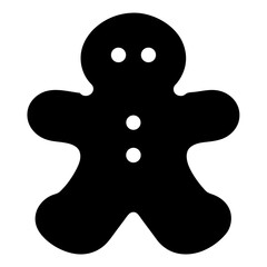 Black silhouette of gingerbread man with three buttons on the chest