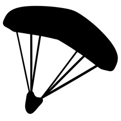 Silhouette of a paraglider or parachute against a white background image