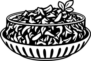 Bowl of Chopped Cabbage Salad with Garnish