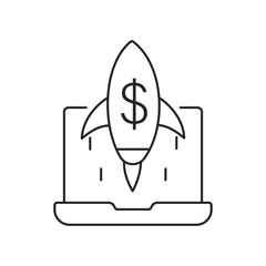 related to sales and marketing. Outline icon collection. Editable stroke. Vector illustration