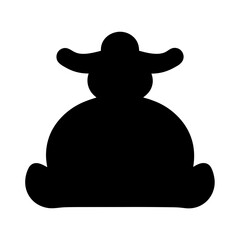 Monochromatic Silhouette of a Figure with Rounded Features and Large Base