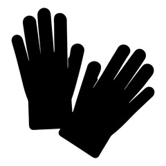 Black Silhouette of Two Gloves Illustrating Hand Protection on White Background