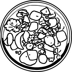 Overhead View Of A Bowl Of Savory Vegetable Curry