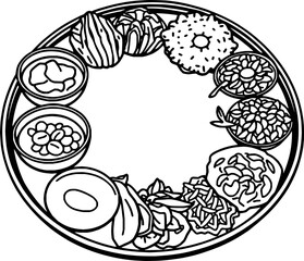Circular Tray of Assorted Thai Sweets and Dishes