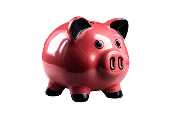 A bright red ceramic piggy bank sits with a glossy finish