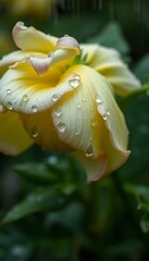 yellow flower with water droplets on it