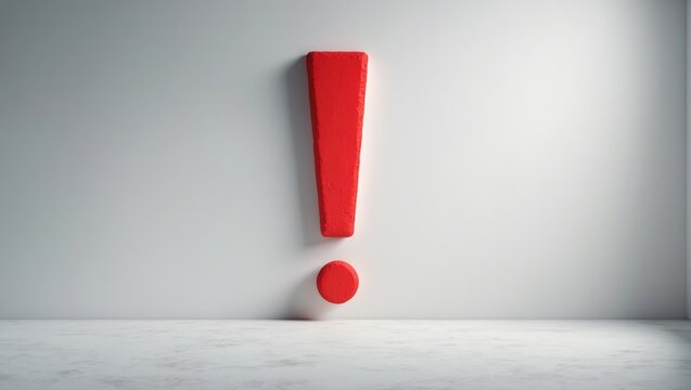 Colorful chalk drawing of exclamation mark on blackboard-inspired background