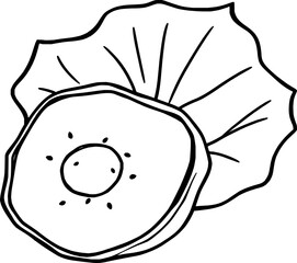 Sliced Kiwi Fruit with Delicate Green Leaves