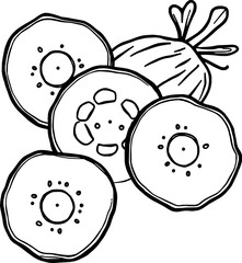 Sliced Cucumbers and Onion A Fresh Line Art Design