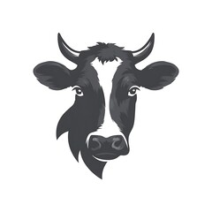 Fototapeta premium Majestic Cow Head Portrait Farm Animal Illustration with White Background for Branding Design