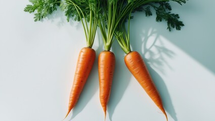 Carrots with leafy tops isolated on white background