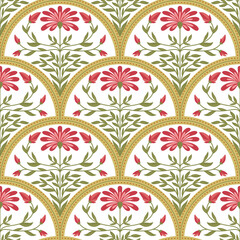 Seamless pattern with fawn flowers. Delicate flowers intertwine to create an enchanting seamless pattern filled with life.