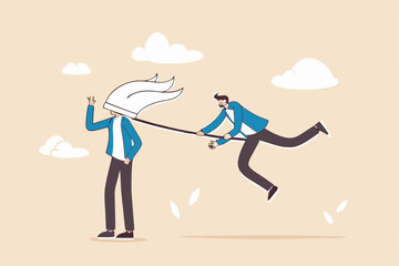 Talent recruiting, head hunter or HR, human resources finding the right candidate for job vacancy concept, human resources employer using the net capturing smart businessman talent.