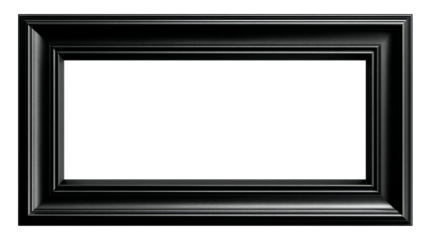 Elegant rectangular black frame with transparent background