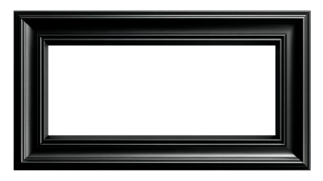 Elegant rectangular black frame with transparent background