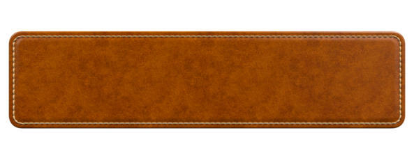 Rectangular Brown Leather Patch with Seam Details in 3D render with transparent background